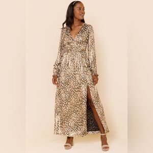 Jun & Ivy Leopard Print Metallic Maxi Dress Women’s XL
